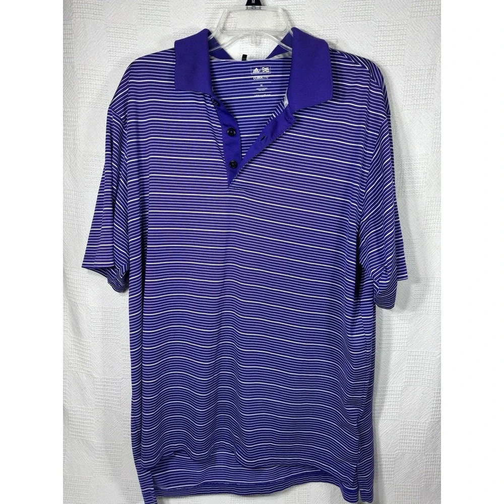 Adidas Climalite Men's Golf‎ Polo Shirt Short Sleeve Purple White Size XL
